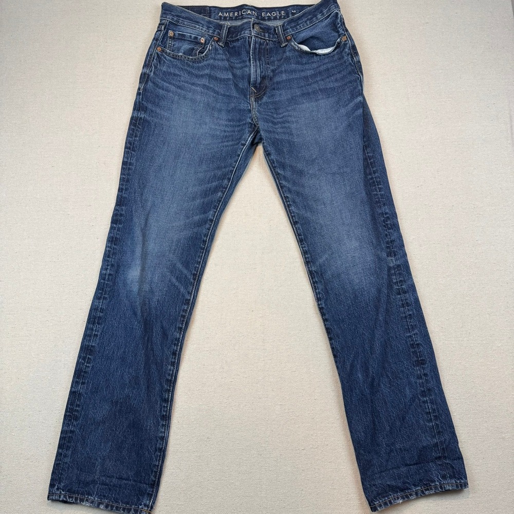 American Eagle 32x34 Original Straight Jeans Mens Blue Medium Wash 100% Cotton